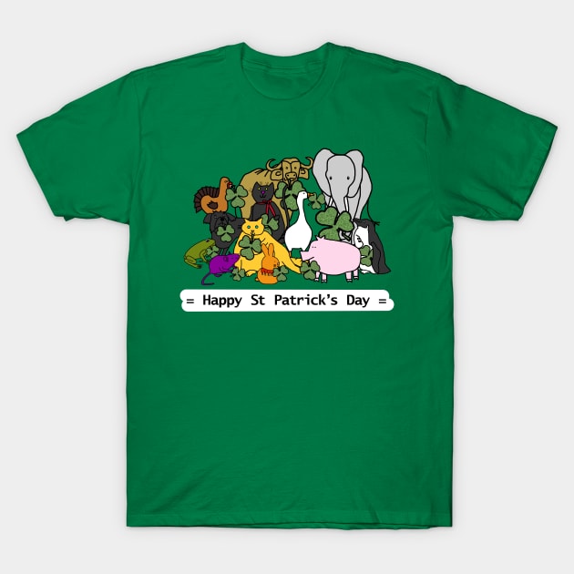 Cute Animals say Happy St Patricks Day T-Shirt by ellenhenryart